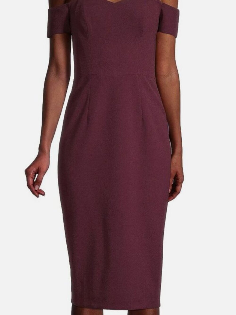Dress the Population Women's Purple Lined Cosette Bodycon MIDI Dress Size XS
